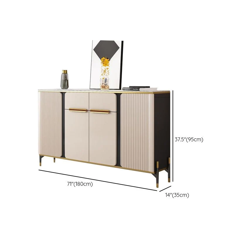 Glam Style Credenza Stone Verstelbaar Shelving Side Board Cabinets and Drawers 31l