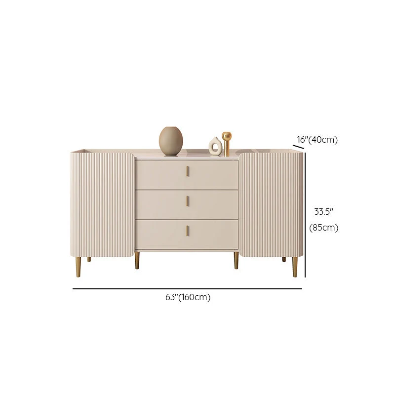 Glam Style Credenza Wood Side Board Cabinet and Drawers 47l