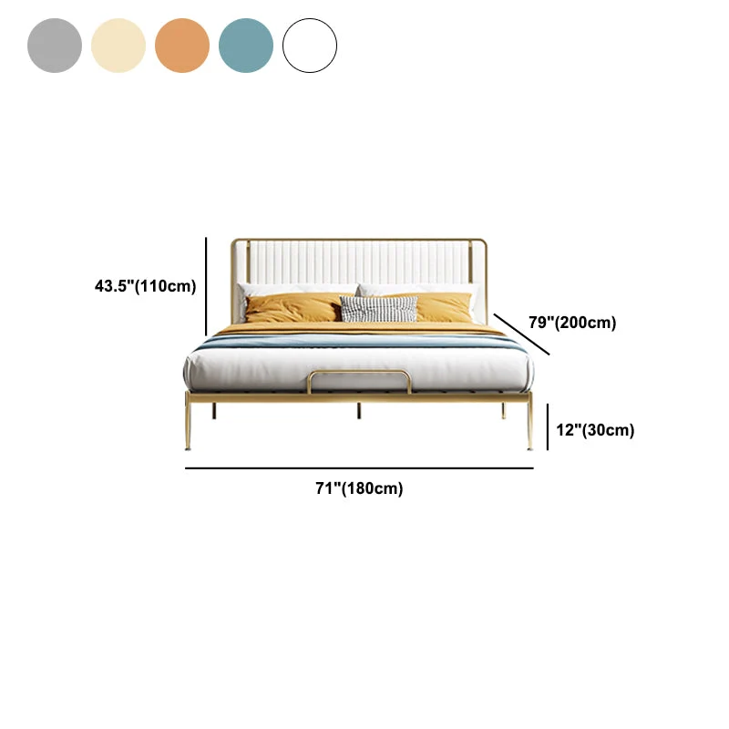 Glam Style Metalen Bed Including HeadboardPanel Bed , 43 inch High White