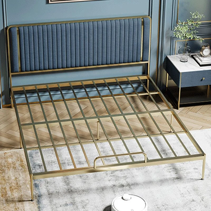Glam Style Metalen Bed Including HeadboardPanel Bed , 43 inch High White