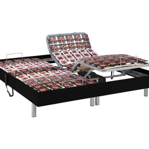 Handmatig verstelbare bedbodem 2x48 met contactplaatjes kleur zwart hout van DREAMEA - 2x70x190cm - motoren OKIN
