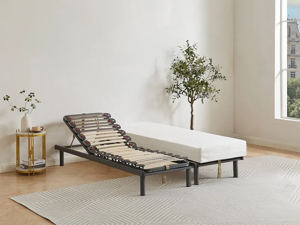 Handmatig verstelbare bedbodem op pinnen, 3 slaapvlakken, stevigheid instelbaar met schuifknoppen - 80x200cm