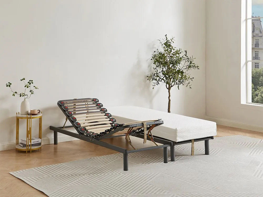 Handmatig verstelbare bedbodem op pinnen, 3 slaapvlakken, stevigheid instelbaar met schuifknoppen - 80x200cm