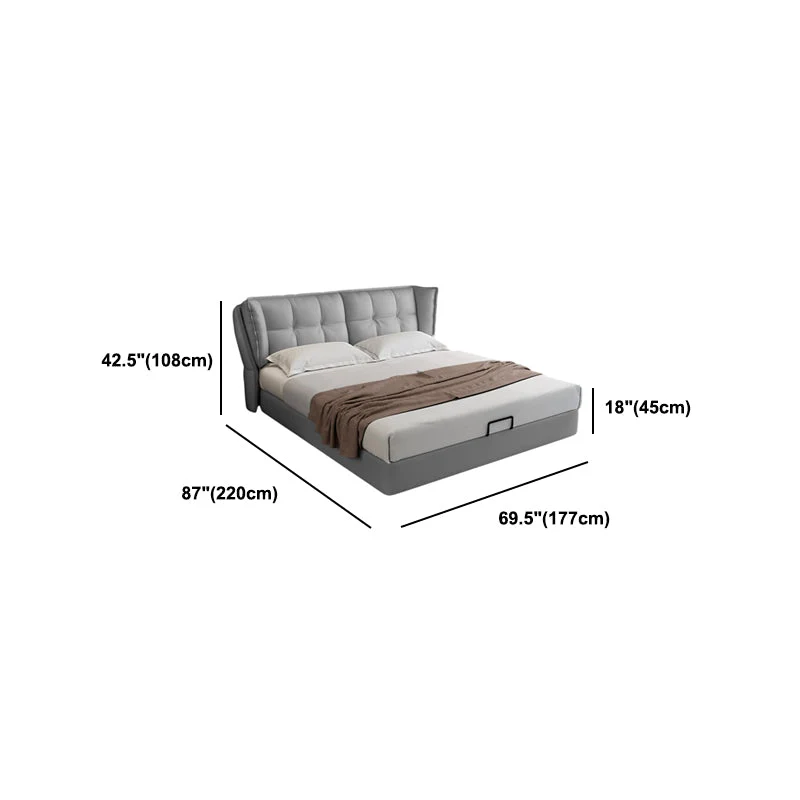 Hedendaags Grey Wingback Bed Rectangle Faux Leather Headboard