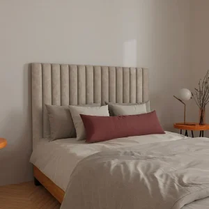 Hoofdeinde bed met verticale naden SARAH - Lichtbruin - 140 cm