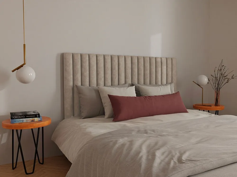 Hoofdeinde bed met verticale naden SARAH - Natuurtint - 160 cm