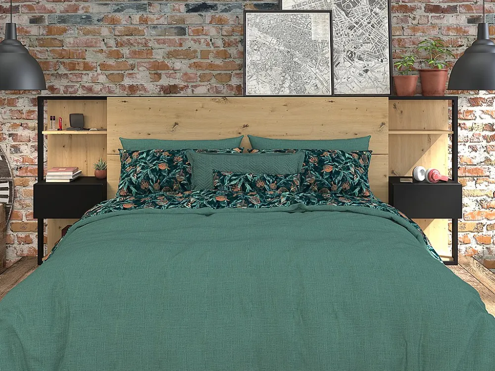 Hoofdeinde met nachtkastjes MISTA - 160 cm - Eiken en zwart - Koop nu simpel online