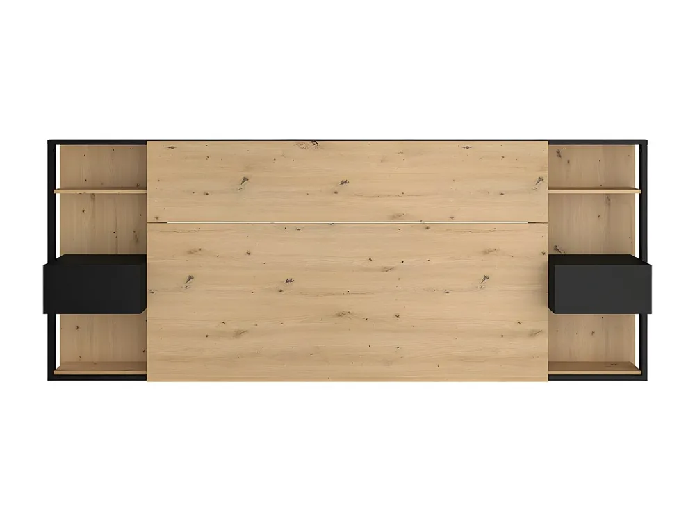Hoofdeinde met nachtkastjes MISTA - 160 cm - Eiken en zwart - Koop nu simpel online