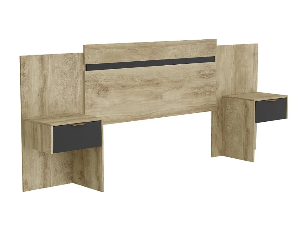 Hoofdeinde met nachtkastjes - Uitbreidbaar - 140 /160 cm - Naturel en zwart - Koop nu