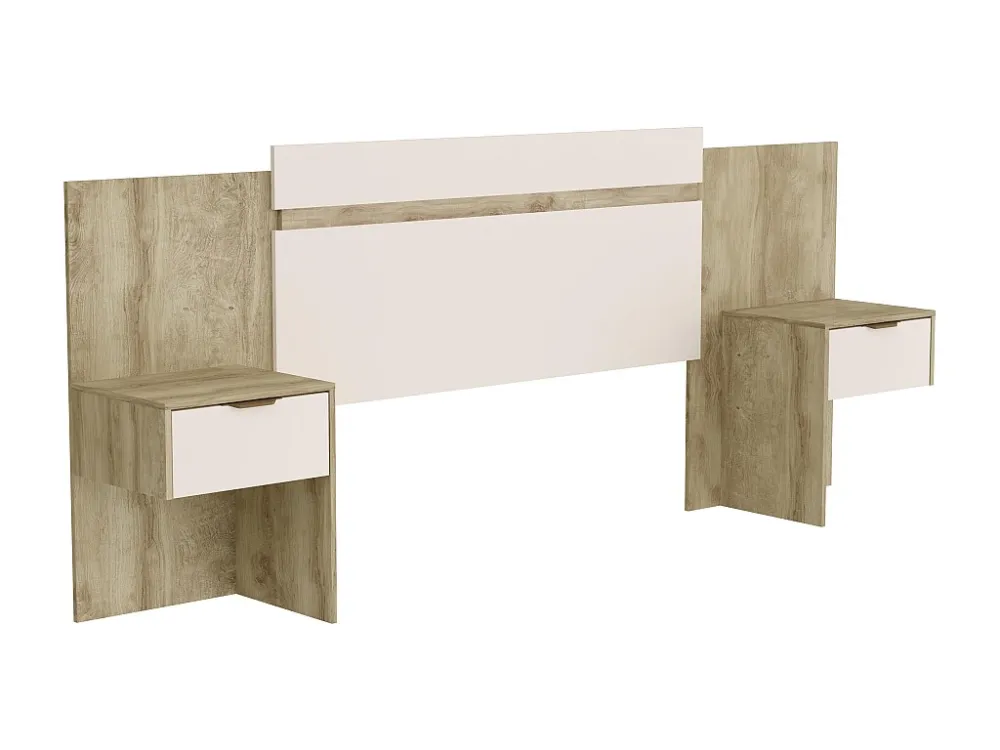 Hoofdeinde met nachtkastjes - Uitbreidbaar - 140 /160 cm - Naturel en crème - Koop nu