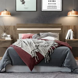 Hoofdeinde met nachtkastjes - Uitbreidbaar 140/160cm - PARATI - Bruin - Koop nu online