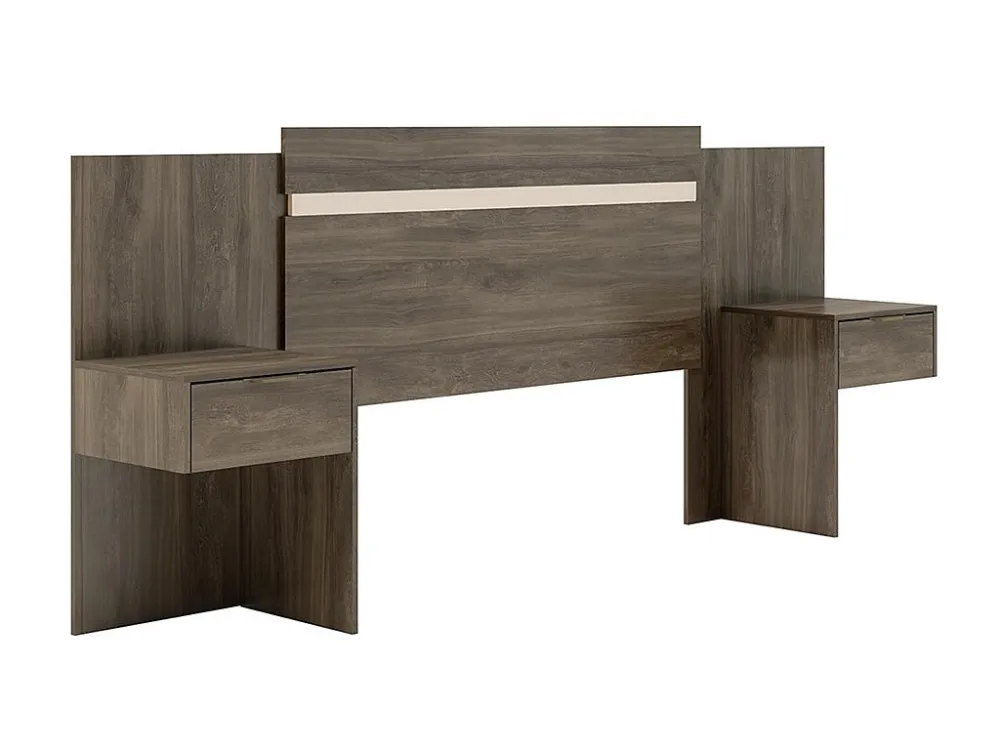 Hoofdeinde met nachtkastjes - Uitbreidbaar 140/160cm - PARATI - Bruin - Koop nu online