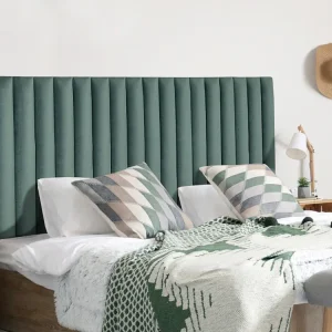 Hoofdeinde SARAH met verticale naden - 140 cm - Fluweel - Amandelgroen - Koop nu spotgoedkoop