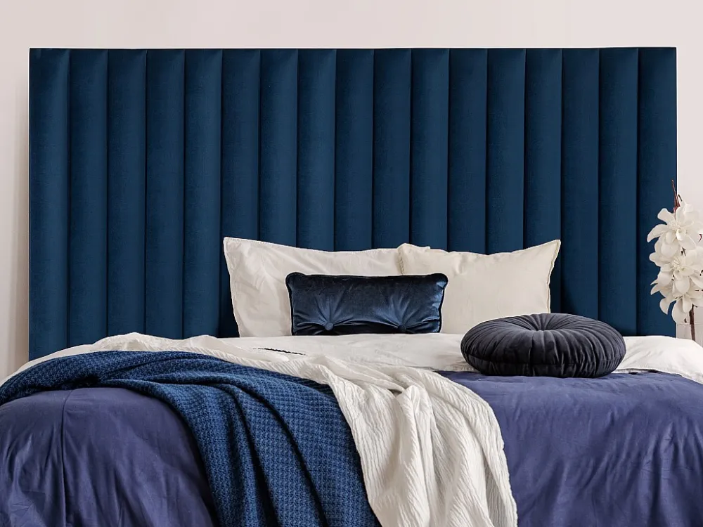 Hoofdeinde SARAH met verticale naden - 160 cm - Fluweel - Donkerblauw - Koop nu voordelig