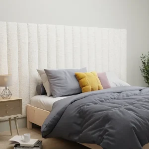 Hoofdeinde wandpanelen - 220 cm - Bouclé stof - Wit - GONDA - Koop nu simpelweg online