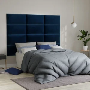 Hoofdeinde wandpanelen BONTE - 180 cm - Fluweel - Blauw - Koop nu basisch online