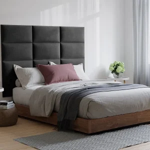 Hoofdeinde wandpanelen BONTE - 180 cm - Fluweel - Grijs - Koop nu puur online