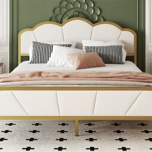 IJzeren tweepersoonsbed 140x200cm - wolkvormig hoofdeinde - Wit