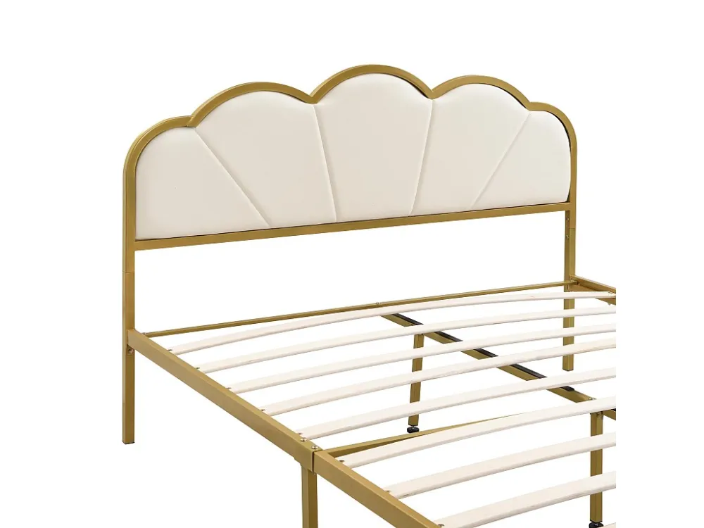 IJzeren tweepersoonsbed 140x200cm - wolkvormig hoofdeinde - Wit
