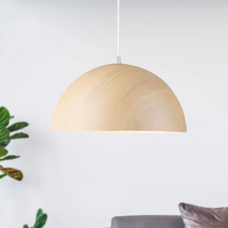 Lichtmetaal Domed Pendant Lighting Contemporary 1 Head Balcony Suspension Light Wood Design Dark Brown/Light Brown Light