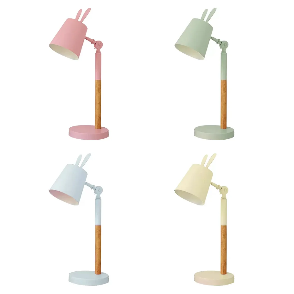 Metal Bunny Desk Light Dormitory Bedroom 1 Head Macaron Pivotbaar Study Light Green