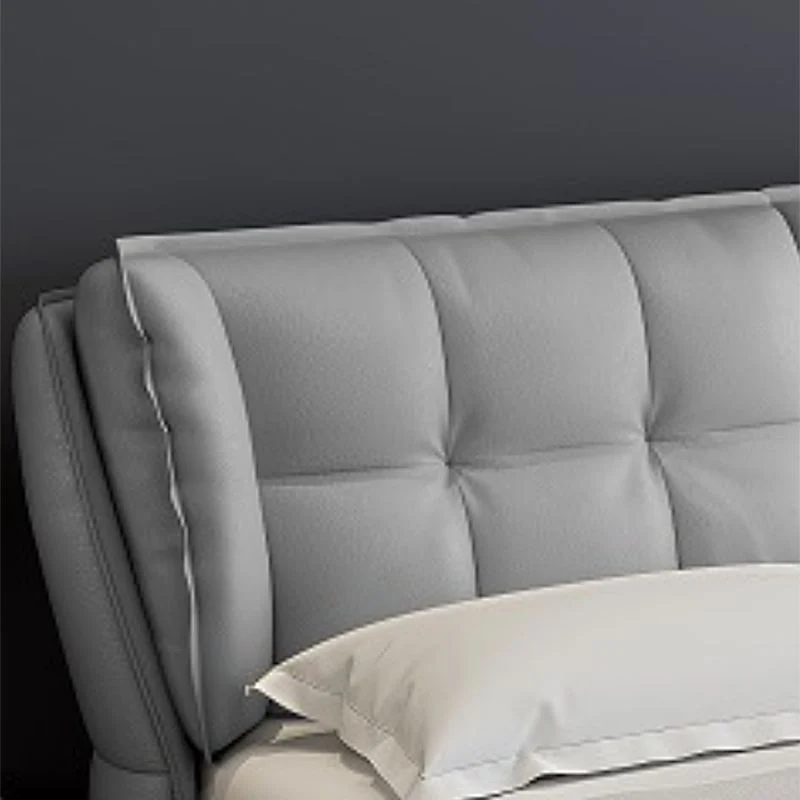 Modern Grey Wingback Bed Rectangle Faux Echt leer Headboard