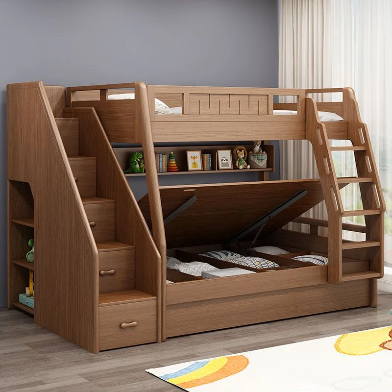 Modern Mattress Included Bunk Bed Massief Wood Bed Headboard