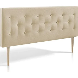 Osbeklede hoofdeinde 140x100 cm, capiton Lichtbruin stof, 8 cm diep.