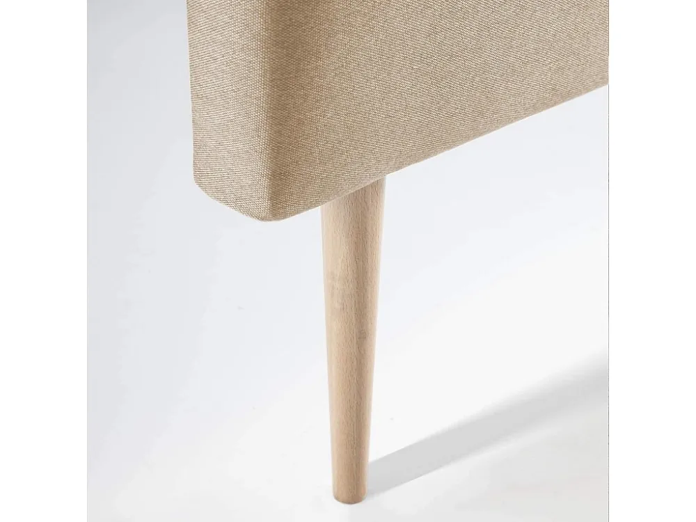 Osbeklede hoofdeinde 140x100 cm, capiton Lichtbruin stof, 8 cm diep.