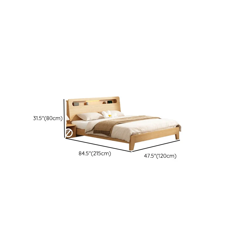 Puur natuur Solid Wood Panel Bed Headboard Standard Bed Shelves