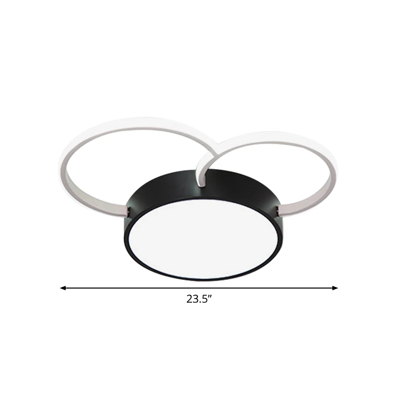 Rond, intens bij het plafond, verlichting, modernisme, metalen LED-slaapkamer, inbouwlamp zwart-wit, 16"/19,5"/23,5" breed