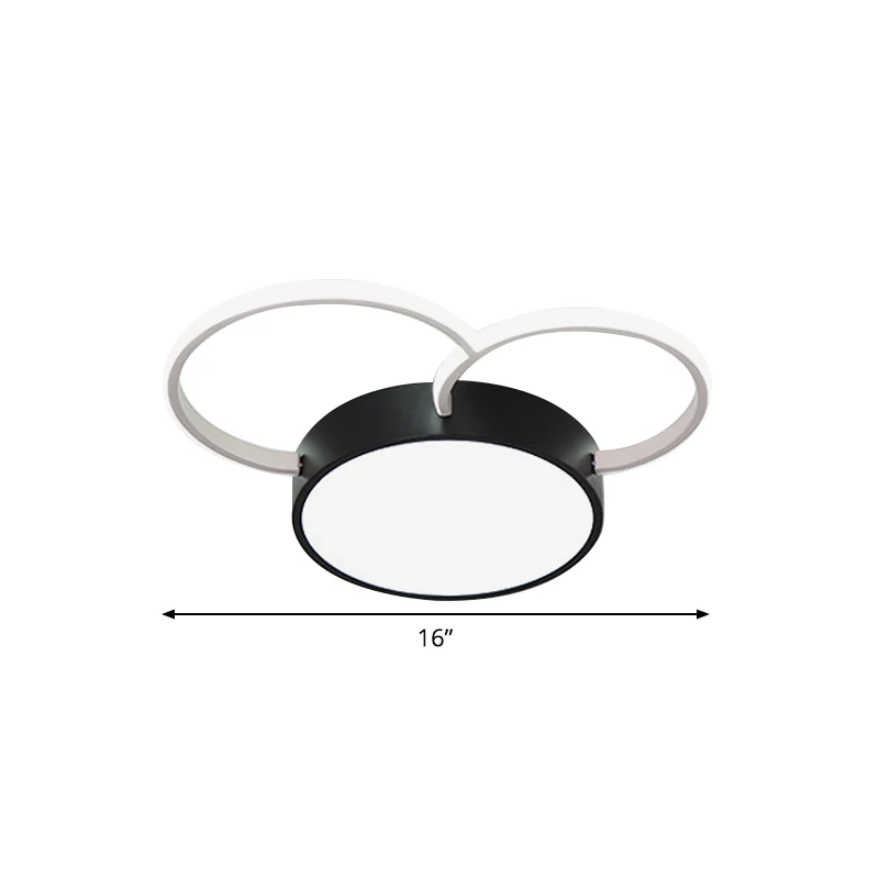 Rond, intens bij het plafond, verlichting, modernisme, metalen LED-slaapkamer, inbouwlamp zwart-wit, 16"/19,5"/23,5" breed