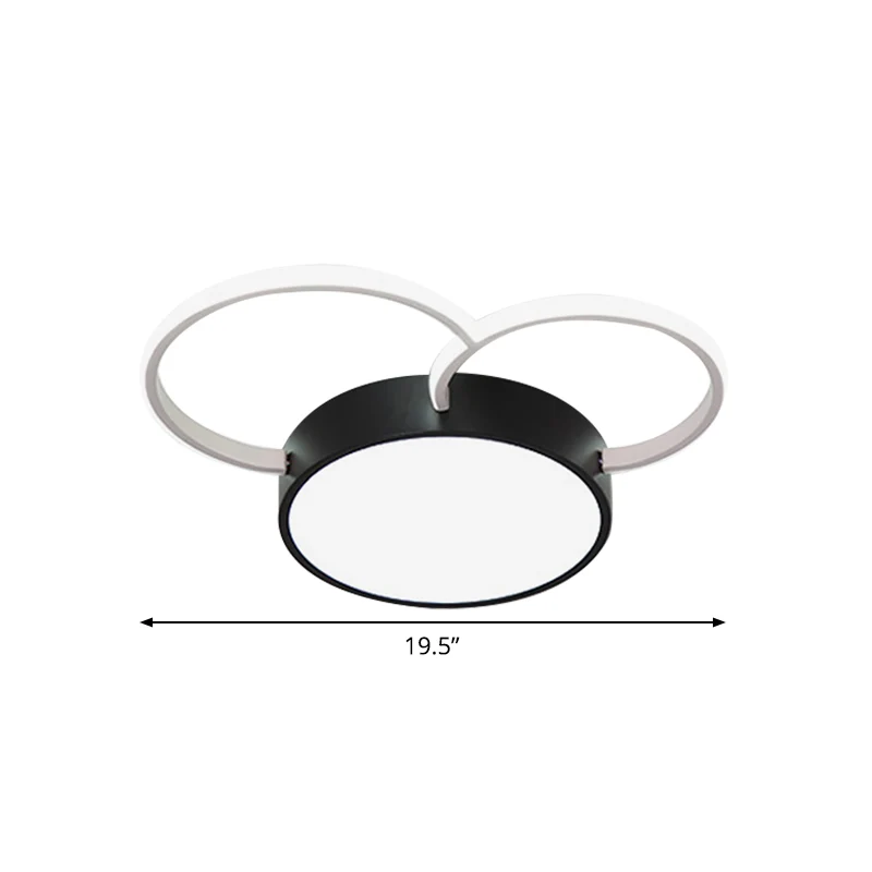 Rond, intens bij het plafond, verlichting, modernisme, metalen LED-slaapkamer, inbouwlamp zwart-wit, 16"/19,5"/23,5" breed