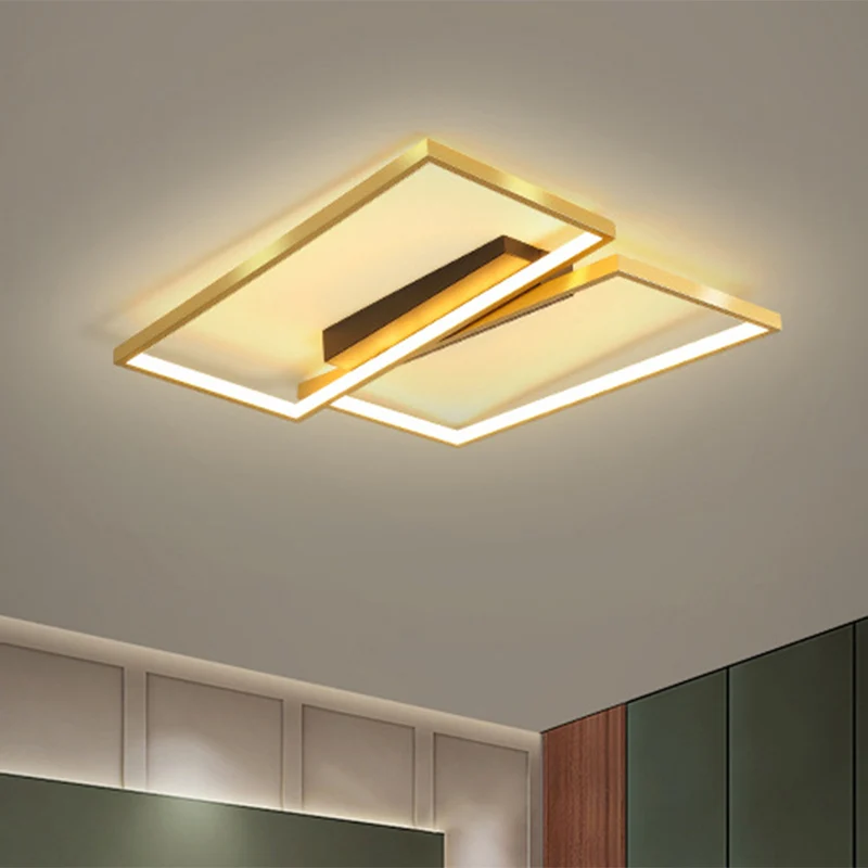 Simpel vierkant/rond frame inbouw metalen LED-slaapkamer inbouwarmatuur goud, warm/wit licht