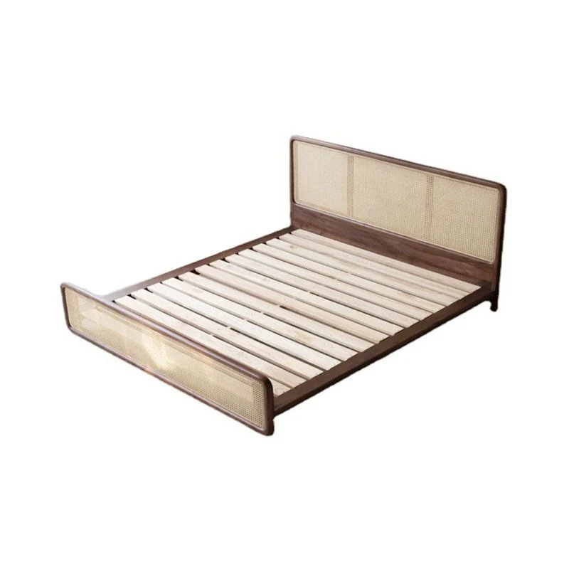 Uni Wood Standard Bed Tropical Rectangular Panel Bed Headboard