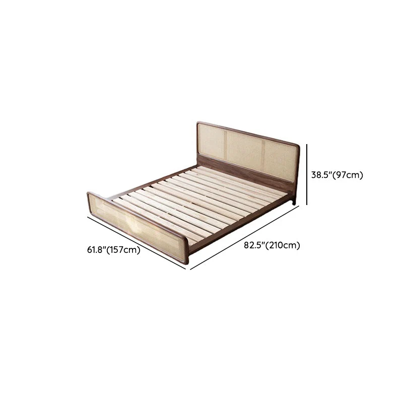 Uni Wood Standard Bed Tropical Rectangular Panel Bed Headboard