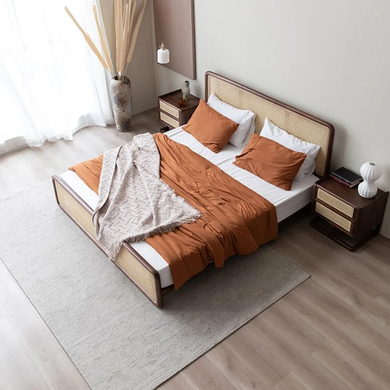 Uni Wood Standard Bed Tropical Rectangular Panel Bed Headboard