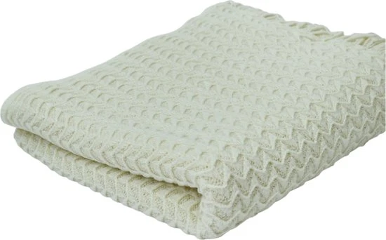 Zachte en Warme Deken - Wit - 100% Acryl - 130x160 cm - Lichtgewicht met Stijlvolle Franjes - Ideaal als Sprei, Plaid, Woo...