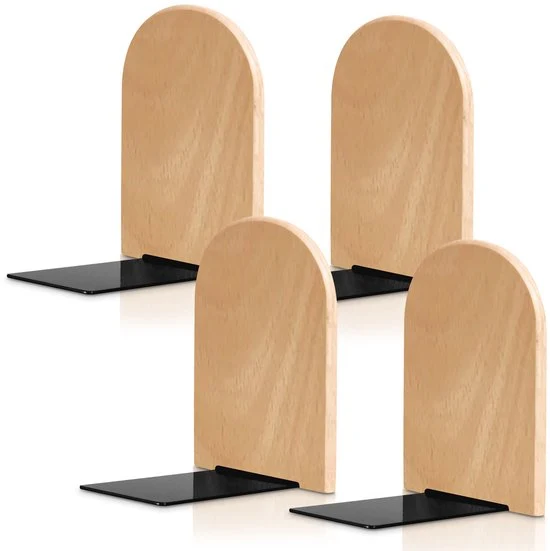 NovaWare® Boekensteun - 4 Stuks - Boekensteunen - Plank Organizer - Boekenhouder – Boekenrek - Boeksteun - Beukenhout