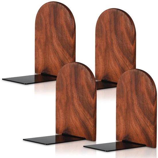 NovaWare® Boekensteun - 4 Stuks - Boekensteunen - Plank Organizer - Boekenhouder – Boekenrek - Boeksteun - Walnoothout