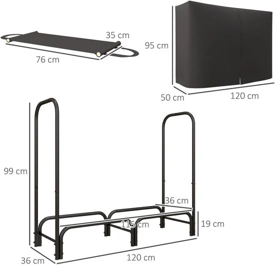 4goodz Houtopslag 120x36x99 cm - Opslagrek met Waterafstotende Hoes