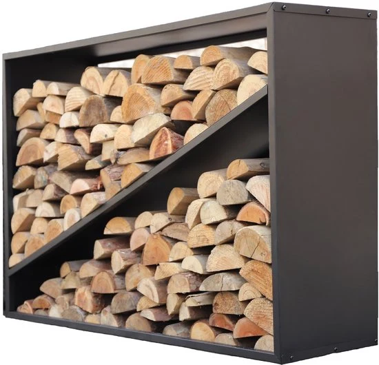 Westmann® Haardhout rek Hugo - 35x115x80cm - Houtopslag buiten - Zwart