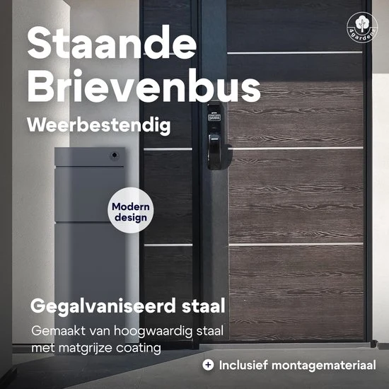 4gardenz® Vrijstaande Brievenbus - Gegalvaniseerd Staand met Slot - Antraciet
