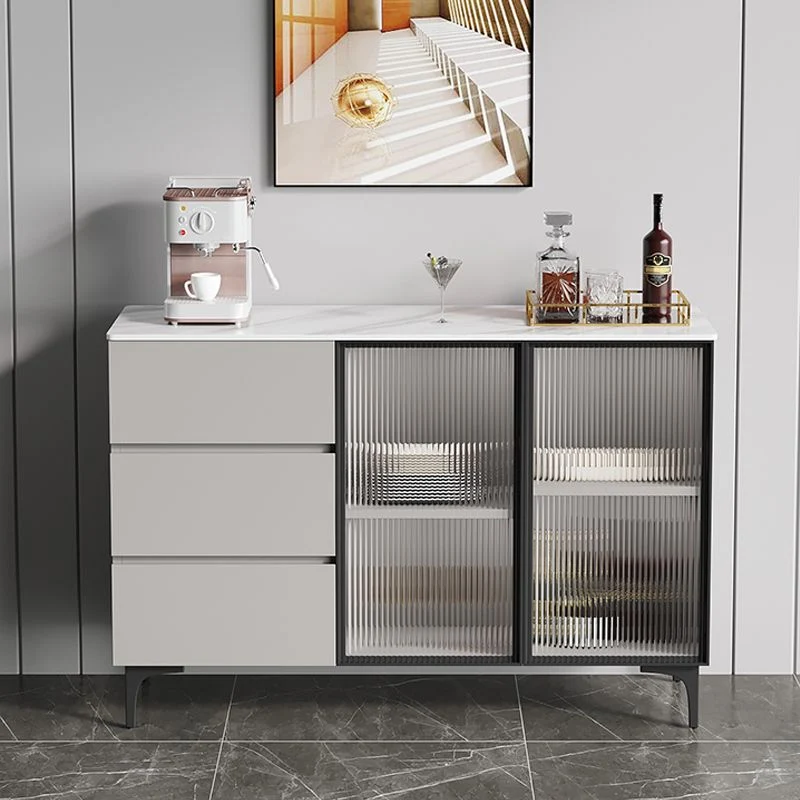 35.4" High Glass Doors Dining Buffet Grauw Sideboard Drawers and Storage 31l