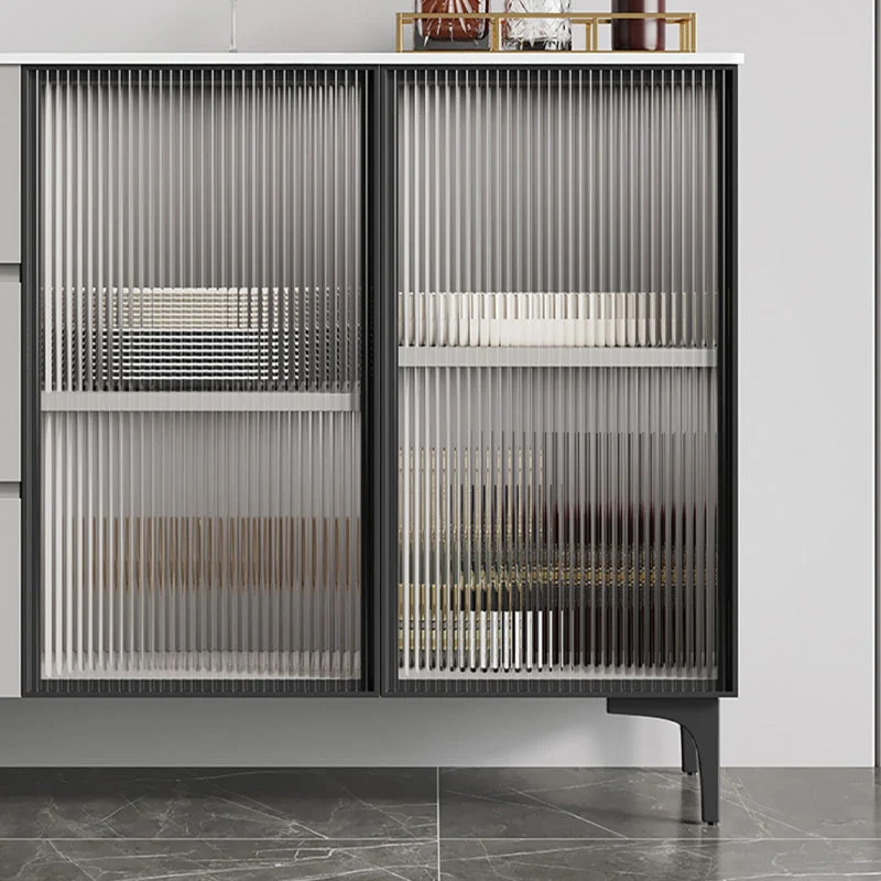35.4" High Glass Doors Dining Buffet Grauw Sideboard Drawers and Storage 31l
