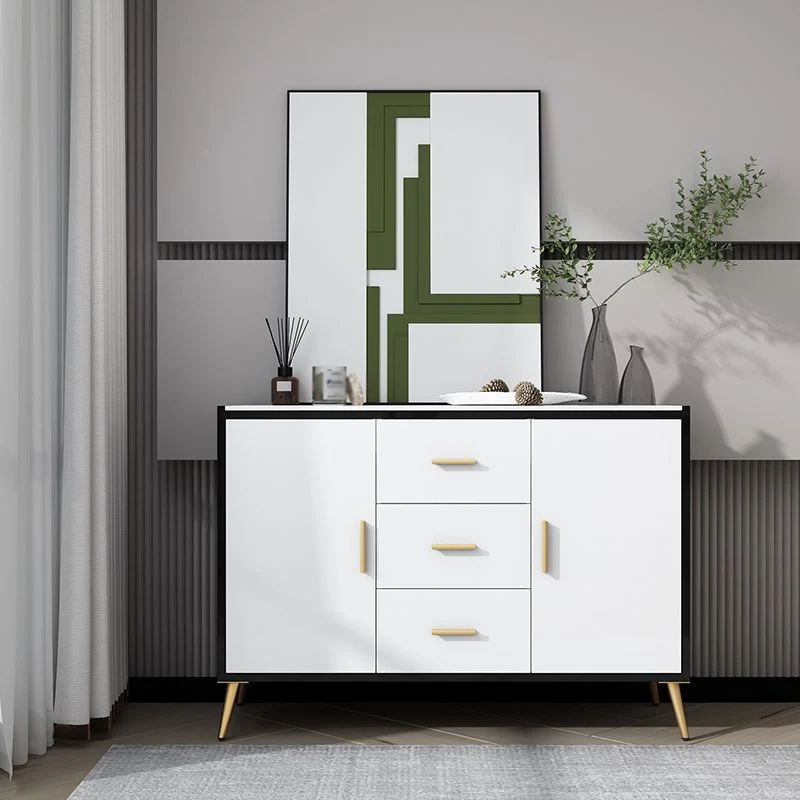 39.5"L Glam Style Side Board Engineered Wood Drawers and Storage Dining Room | Uitbreidbaar | Eettafel White