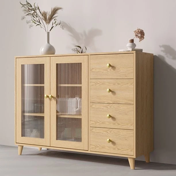 39-inch Height Minimalism Cupboard Glazen Doors Sideboard Living Room met Stoelen Set 31l