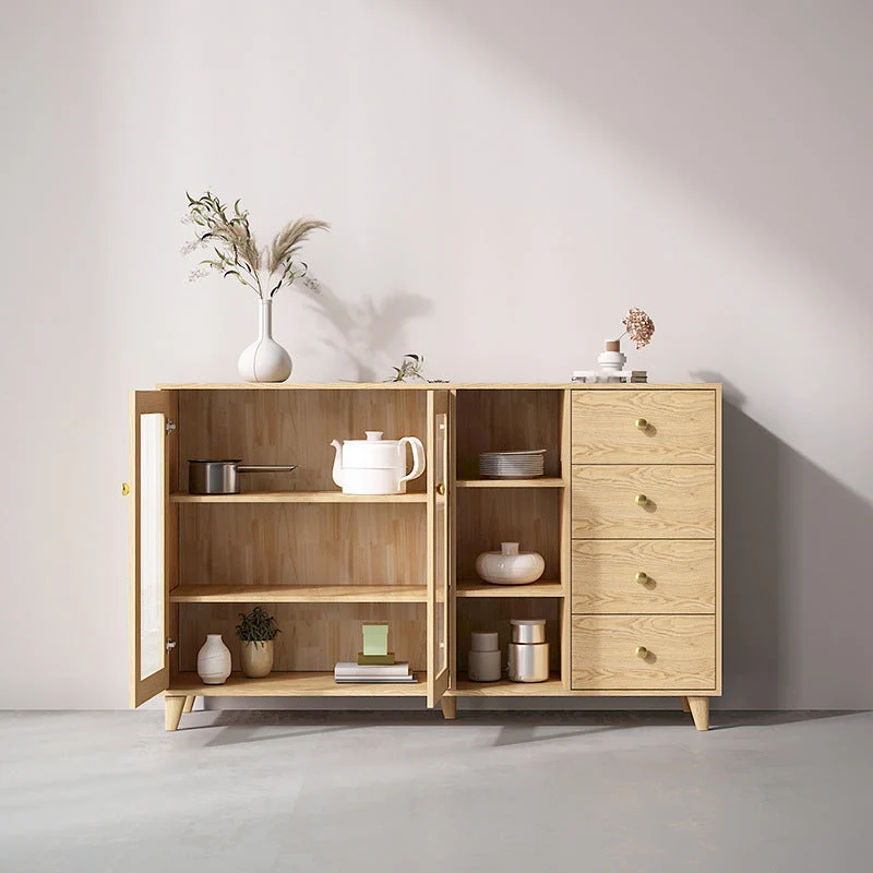 39-inch Height Minimalism Cupboard Glazen Doors Sideboard Living Room met Stoelen Set 31l