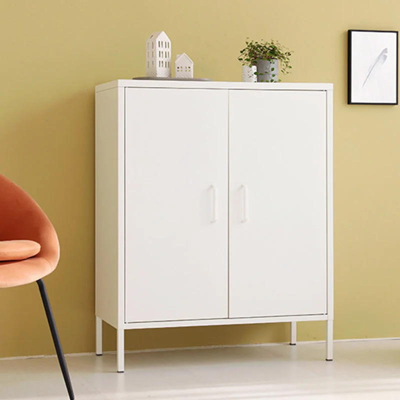 40"H Steel Kitchen Sideboard Cabinet Eigentijds Buffet Server Cabinet Storage White