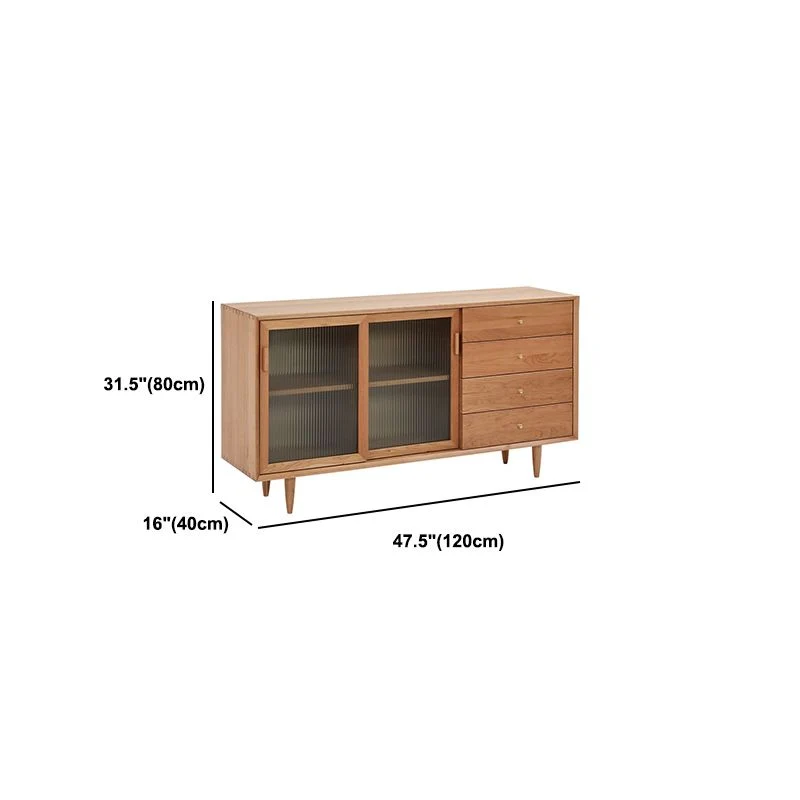 Brown Solid Wood Dining Buffet Hedendaags Kitchen Sideboard Doors and Drawers voor Kleine Ruimtes 47l